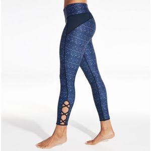 CALIA | Blue Printed Crisscross Cutout 7/8 Legging